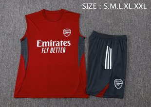 阿森纳枣红无袖球衣男2526足球训练服背心速干健身跑步短裤运动服
