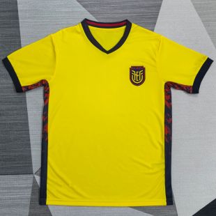 厄瓜多尔2627短袖球衣黄色足球训练服夏季定制男女复古运动健身服