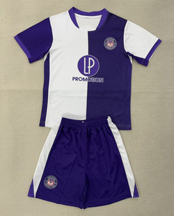 图卢兹紫白短袖球衣套装男2526冷门足球服定制印号字速干运动队服