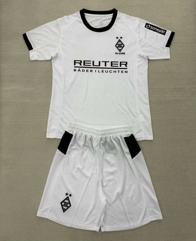 门兴短袖足球训练服套装超冷门白色复古定制男生2526赛季运动热身