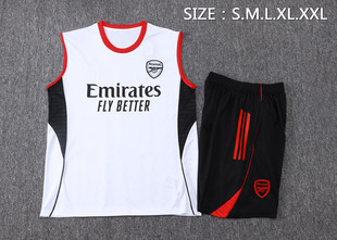 阿森纳2526白色无袖足球训练服球衣男背心速干健身跑步短裤运动服