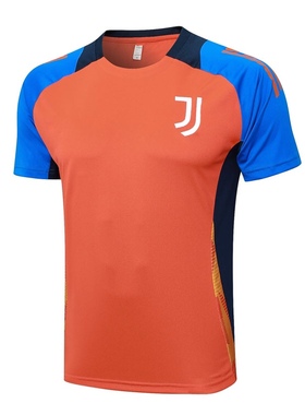 尤文图斯橙色短袖球衣2425新款足球训练服男速干跑步健身运动队服