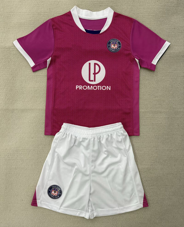 图卢兹粉色短袖球衣套装男2526冷门足球训练服定制印号字运动队服