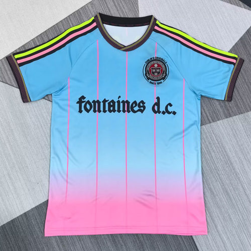 希米亚粉蓝短袖足球训练服男上衣2526冷门球衣定制印号字运动队服