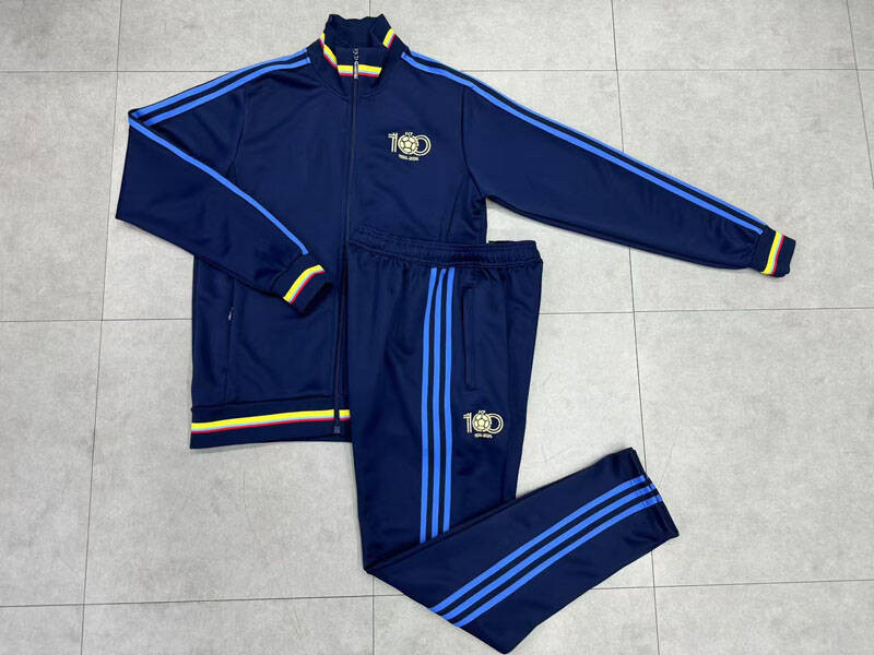 24-25墨西哥复古长袖球衣宝蓝男秋冬足球训练出场服跑步运动踢球