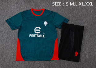 ac绿色短袖足球训练服球衣男2526速干健身跑步短裤口袋拉链运动服