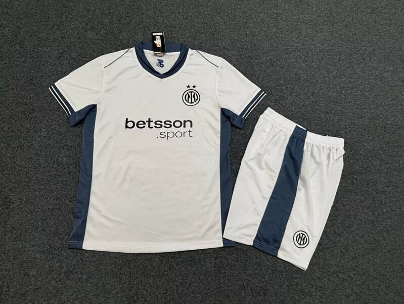 白色国米短袖球衣套装2425赛季足球训练服男定制印号运动健身踢球