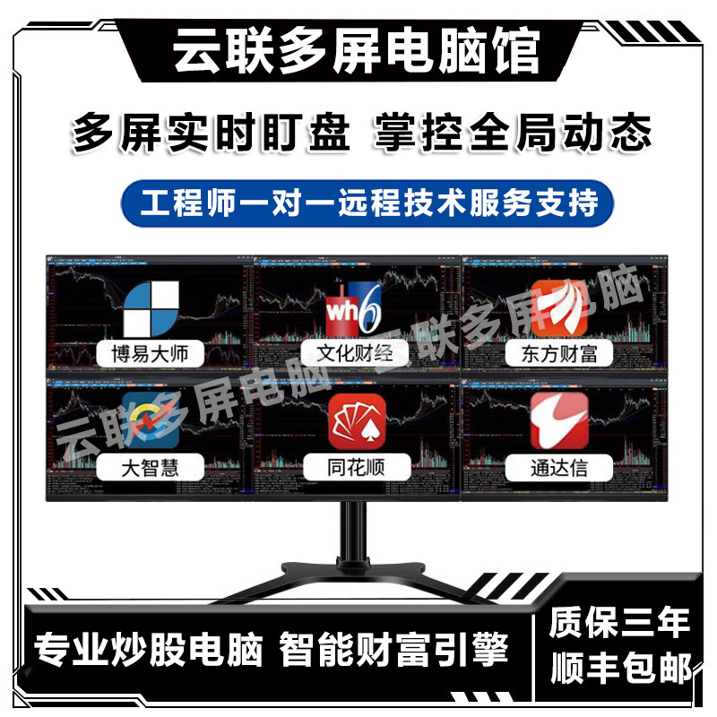 一机4屏四屏6屏六屏电脑多屏炒股专用设备证券炒股票期货看盘神器