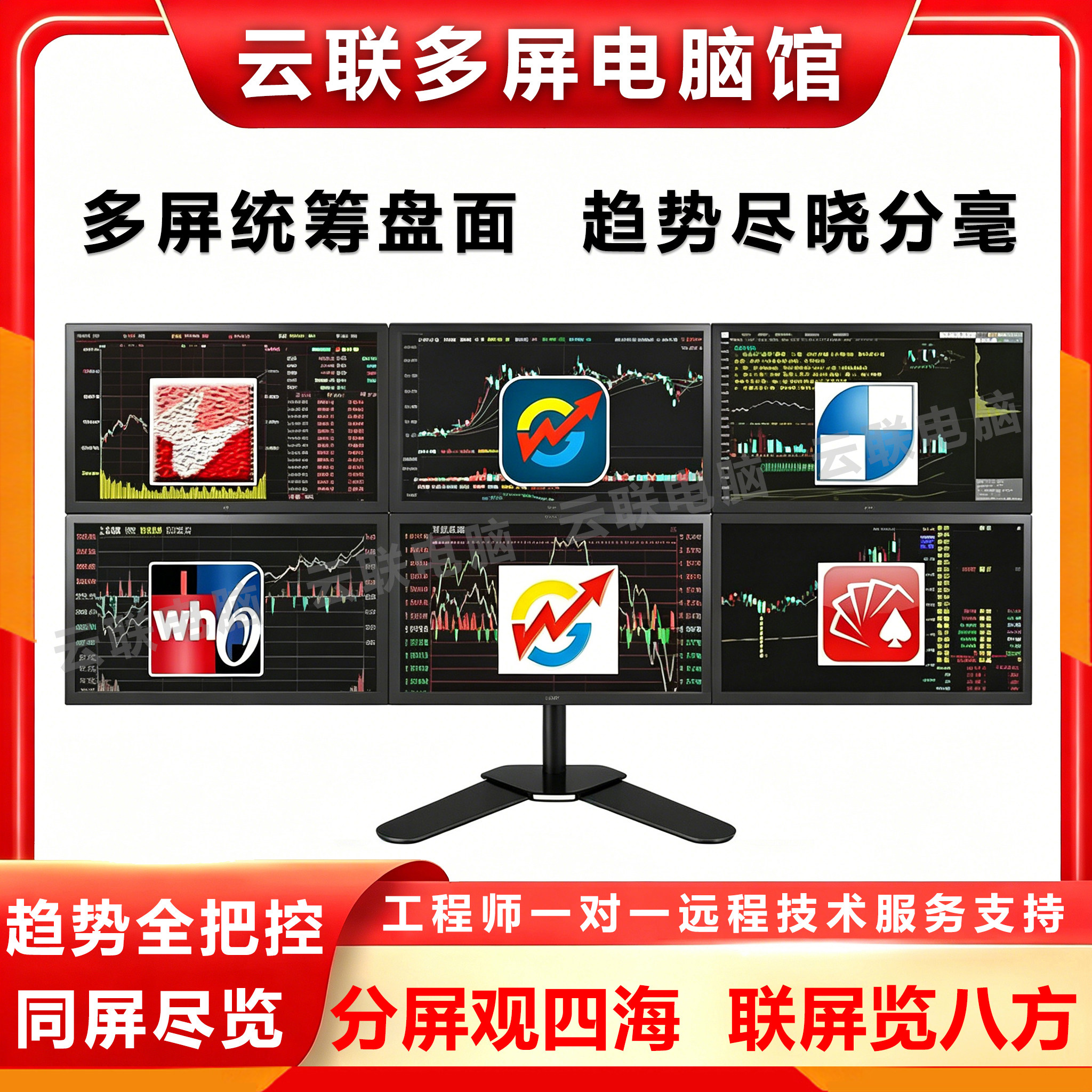 专业多屏炒股电脑多屏看盘四屏六屏八屏交易看盘炒股电脑股票期货