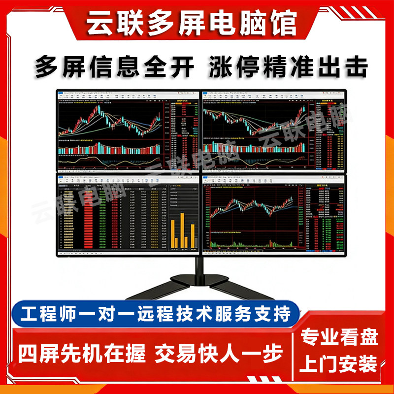 专业一机多屏主机炒股专用电脑四连屏6联屏股票看盘操盘期货