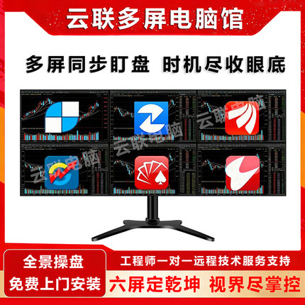 一机4屏四屏6屏六屏电脑多屏炒股专用设备证券炒股票期货看盘神器