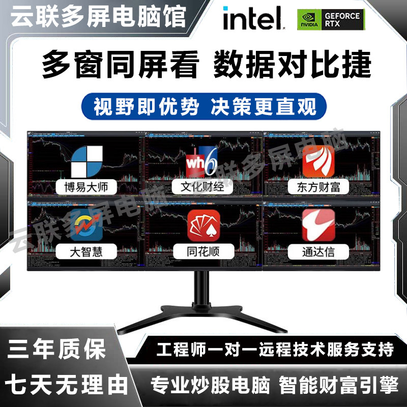 一机4屏四屏6屏六屏电脑多屏炒股专用设备证券炒股票期货看盘神器