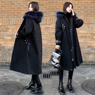 派克服女2025冬新款獭兔毛内胆皮草外套中长款可拆卸貉子毛年轻款