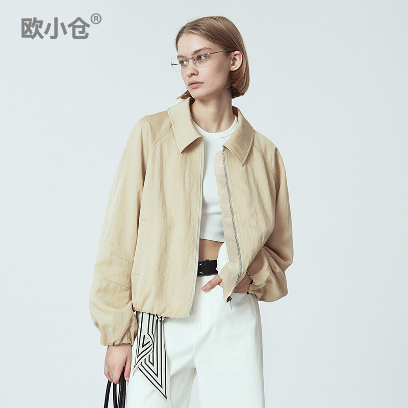 欧小仓 老钱风廓形灯笼袖气球夹克 boxyfit春夏垂感外套