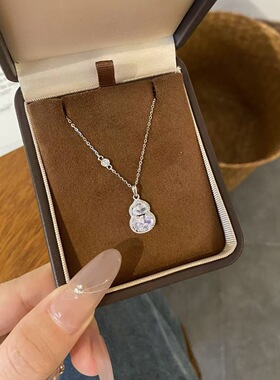 S925银葫芦项链轻奢小众高级感锆石福禄锁骨链2026新款送女友礼物