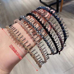 轻奢水晶带齿防滑发箍刘海碎发神器百搭头箍发卡公主气质头饰发夹