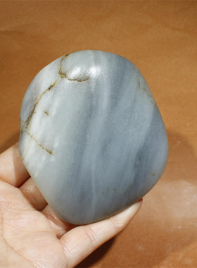 257克青花独籽和田玉籽料原石水墨丹青新疆玉龙河原籽无修好型玉