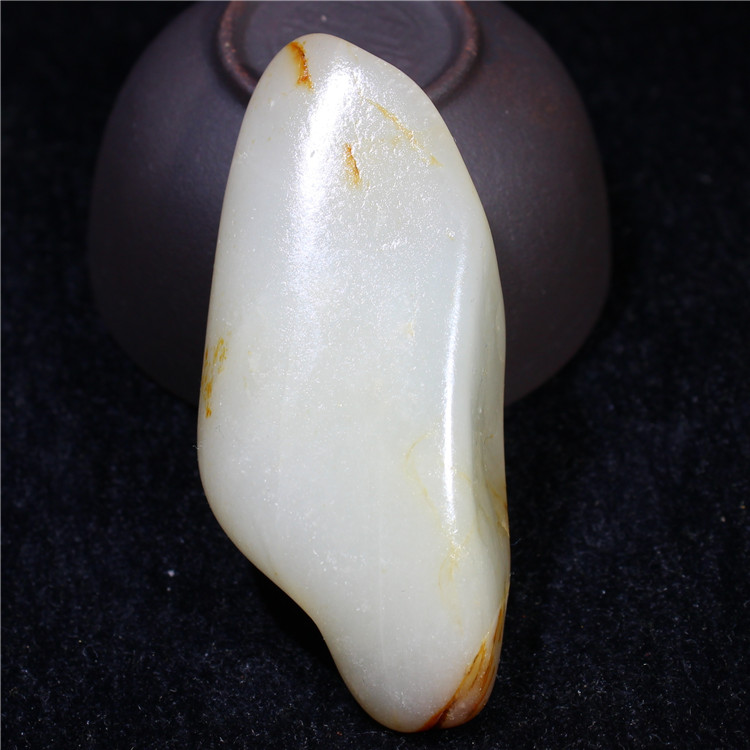 真皮籽料原石手把件新疆和田34克好型白玉原籽独籽无修真品推荐