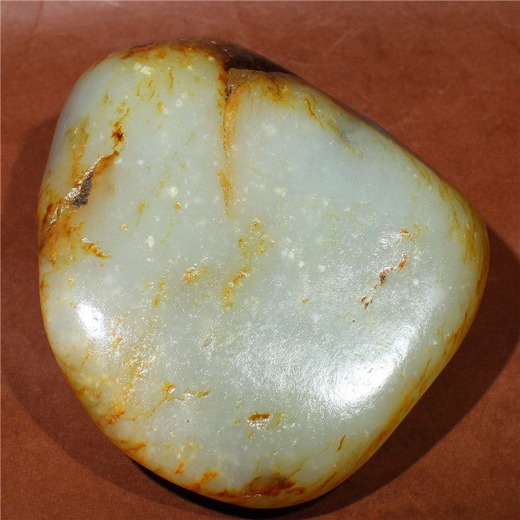 原石独籽无修真皮雪花白玉籽料原皮新疆和田玉天然玉石真品641克