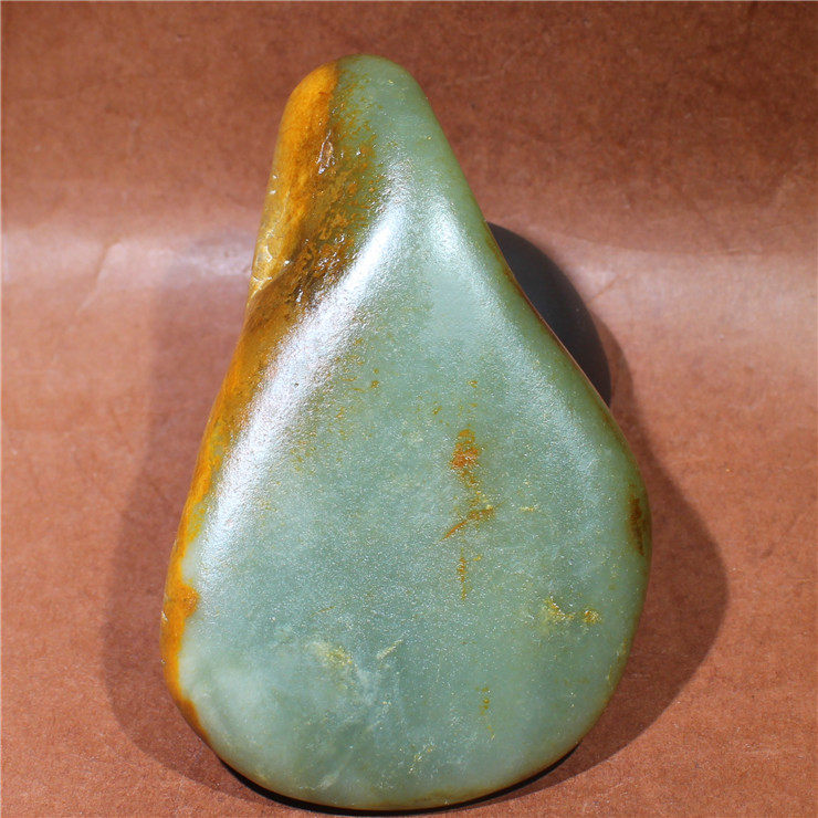 带僵皮青玉籽料原石手把件新疆和田玉真皮独籽天然玉石包邮266克