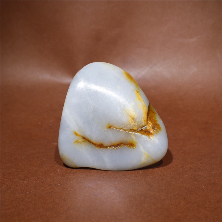 原石天然玉石新疆和田玉籽料手把件真皮青花白玉183克雕刻料包邮