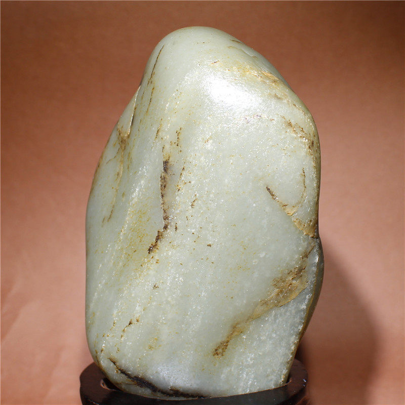 644克雪花青白玉籽料原石摆件籽和田玉天然玉石雕刻作料摆件独籽