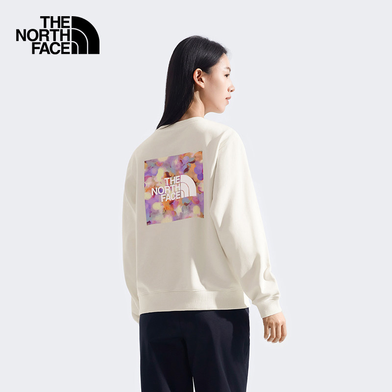 北面女款印花LOGO宽松针织卫衣