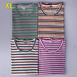 妈妈装长袖T恤春装圆领条纹宽松大码体恤打底衫中老年女装薄纯棉