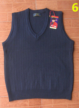 春秋中老年针织衫 套头背心 男士马夹老人V领弹力毛线坎肩打底衫