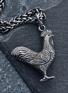 复古男士生肖鸡钛钢单身风毛衣链