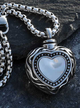 可打开爱心香水瓶项链男女钛钢