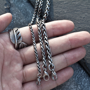 个性复古做旧龙骨链麦穗链男嘻哈ins潮人钛钢项链百搭毛衣链街头