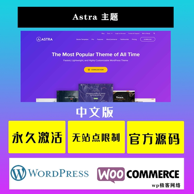 Astra PRO主题Wordpress主题免激活WP高级模板不限站点 永久使用