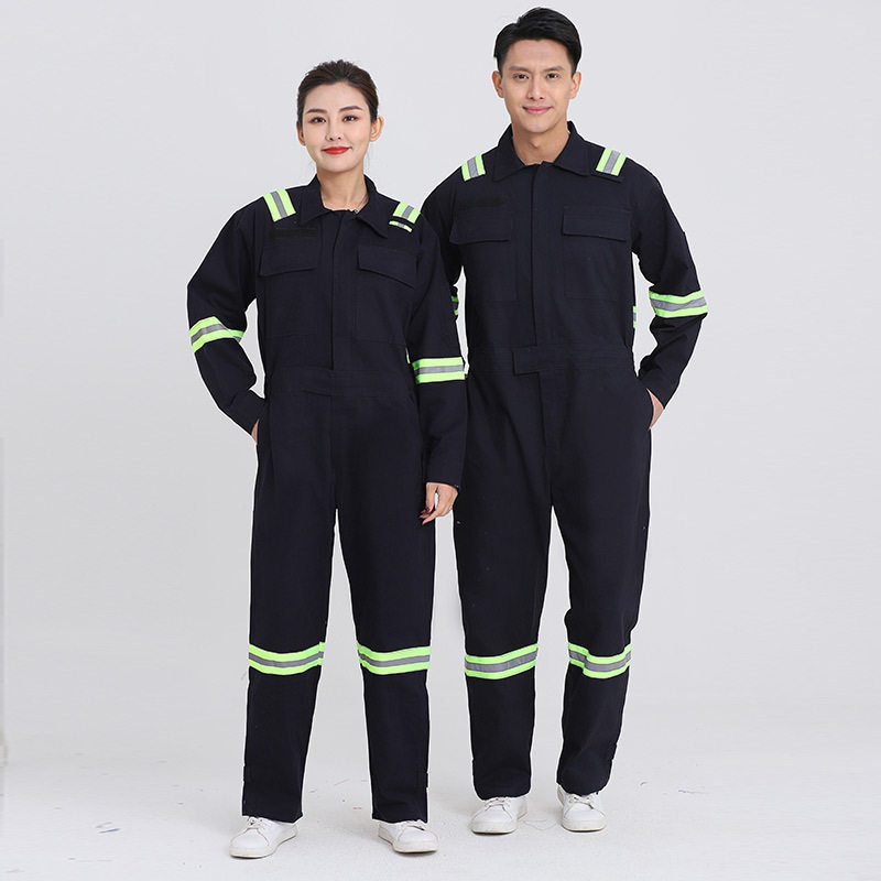 全棉多反光条连体工作服汽修电煤矿工船员厂服劳保工装批发定制
