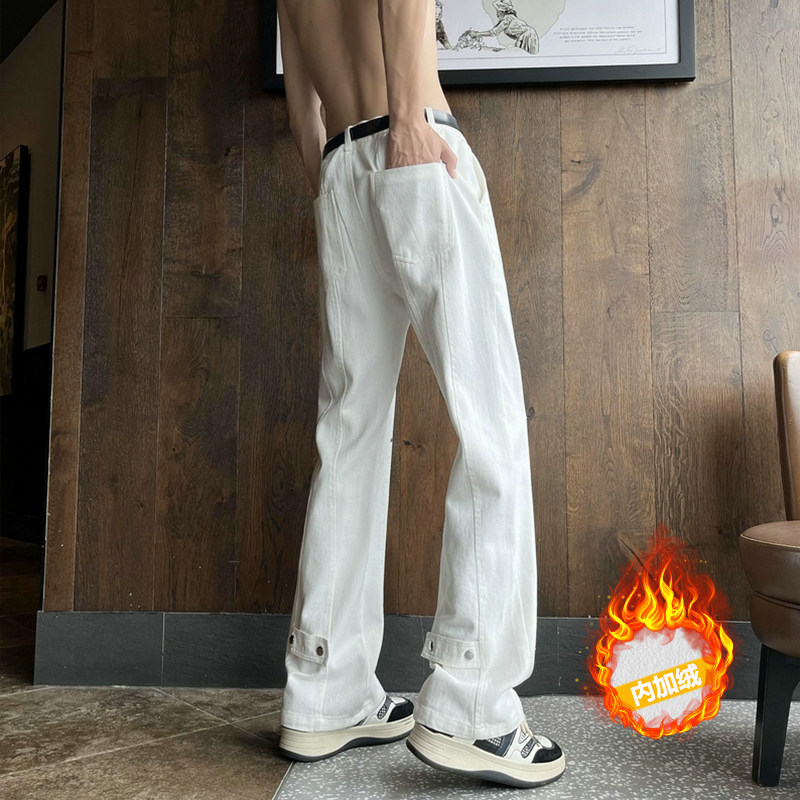 加绒加厚微喇叭弧形拼接牛仔裤504-K806-P55控79（加绒P65控89）图片