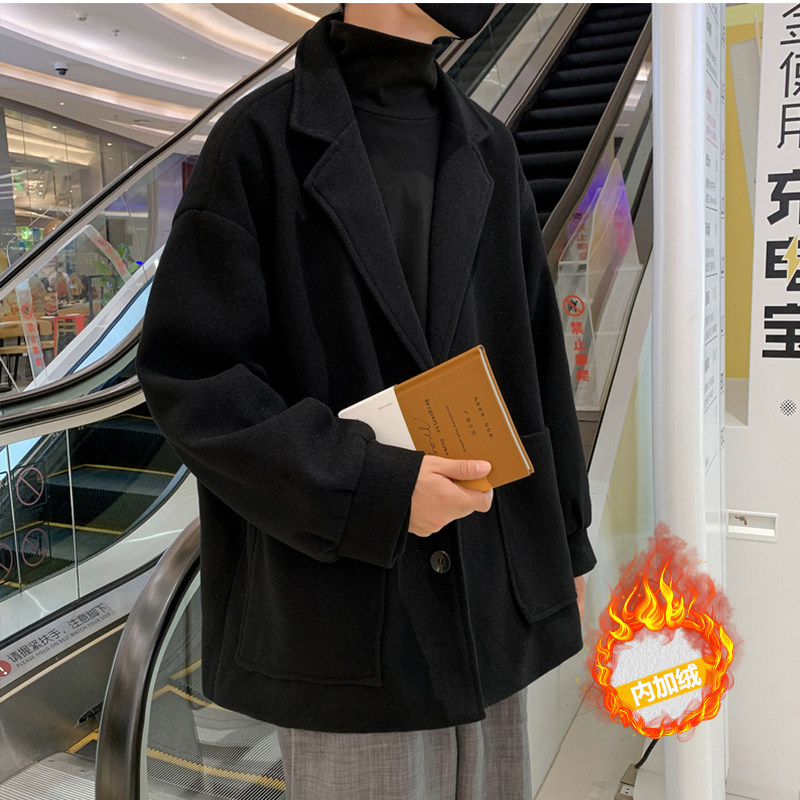 韩系短款加绒加厚毛呢大衣风衣外套504-F12-P75（加绒P95控128）图片