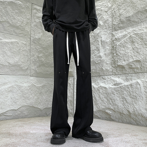 26港风铆钉垂感冰丝喇叭西裤加长休闲裤直播品控504-K812-P55控79，男装西裤，星座504