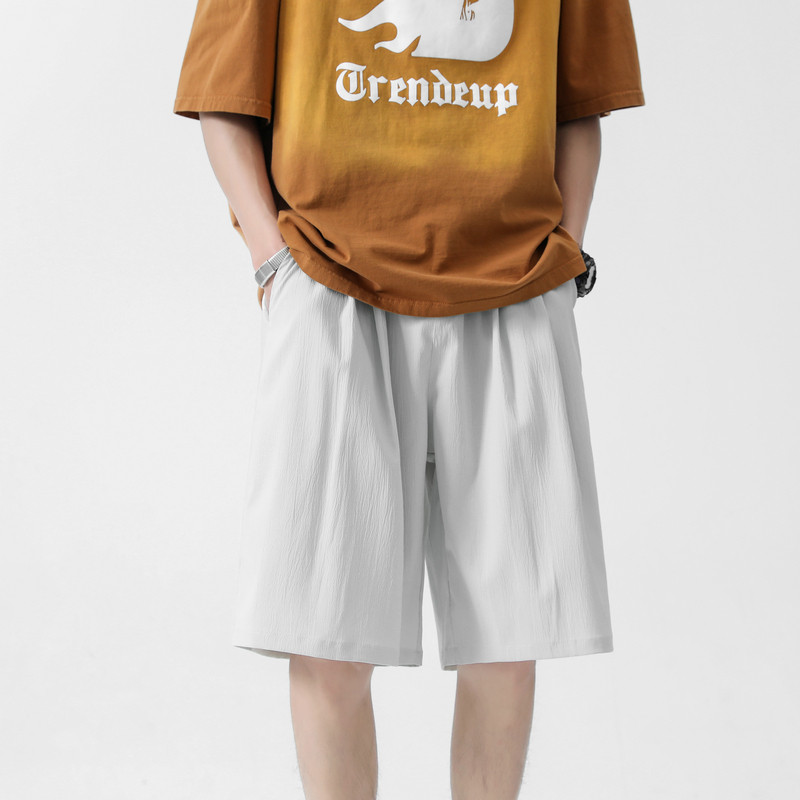 2023直播品控感皱布短裤男休闲宽松中裤五分裤潮504-K330-P20,男装休闲裤,星座504