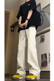 2025港风新款学生男女微喇叭拼接冲锋裤休闲裤潮504-K837-P45控68，男装休闲裤，星座504