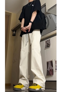 2025港风新款学生男女微喇叭拼接冲锋裤休闲裤潮504-K837-P45控68图片