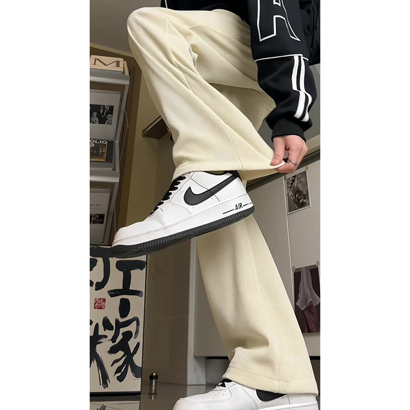 26美式复古灯芯绒垂感休闲裤潮牌宽松阔腿裤504-K184-P45控68,男装休闲裤,星座504