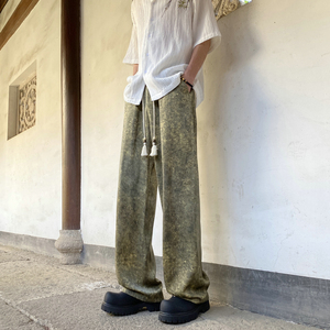 新中式风夏季新款缎面复古裤高级感垂感休闲裤504-K191-P45控68
