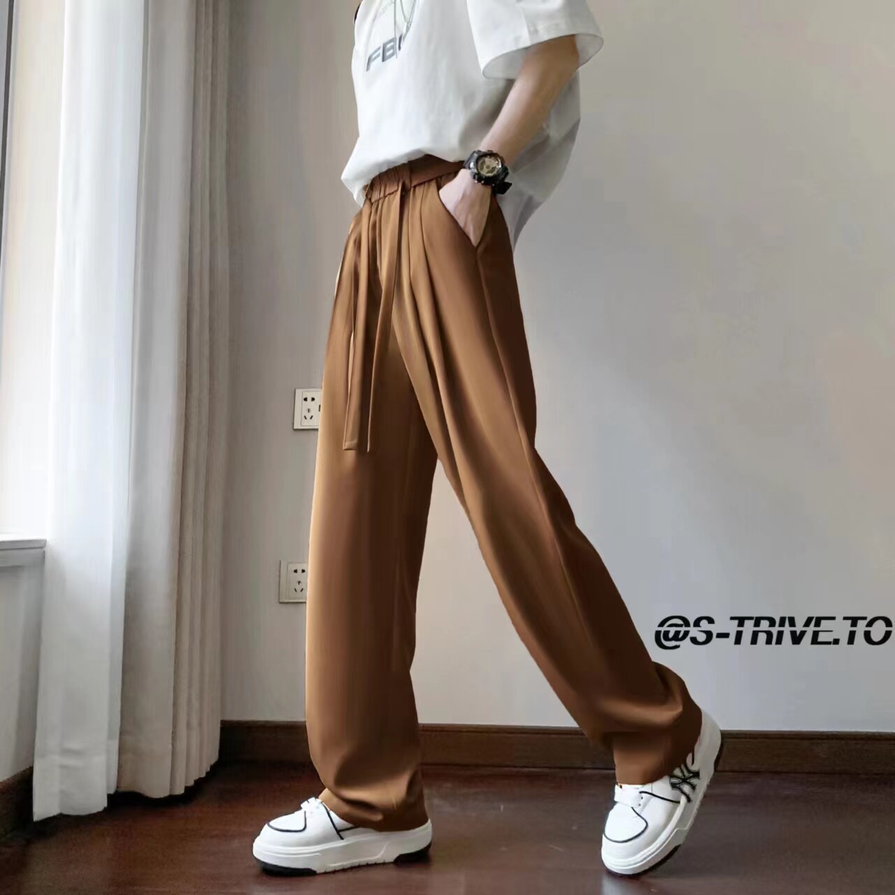 25新款送腰带冰丝垂感西裤痞帅休闲长裤直播品质504-K161-P45控68,男装西裤,星座504