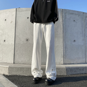 2026新款美式高街拼接牛仔裤潮流微喇叭裤长裤504-K185-P55控78图片