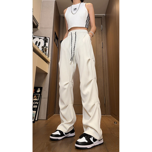 26新款褶皱垂感直筒小西裤休闲裤直播长裤潮504-K173-P55控78，男装西裤，星座504