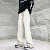 26港风铆钉垂感冰丝喇叭西裤加长休闲裤直播品控504-K812-P55控79，男装西裤，星座504