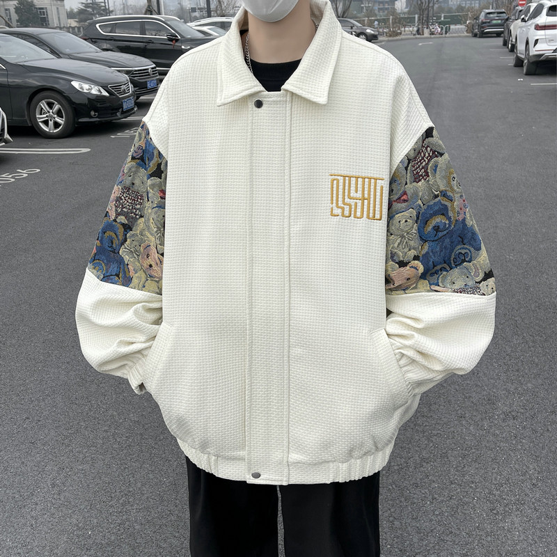 26新款小香风小熊撞色拼接潮流上衣夹克外套504-W662-P65,男装夹克,星座504