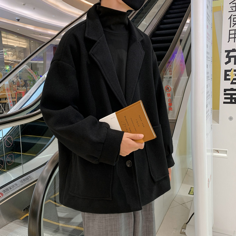 韩系短款加绒加厚毛呢大衣风衣外套504-F12-P75（加绒P95控128）,男装毛呢大衣,星座504