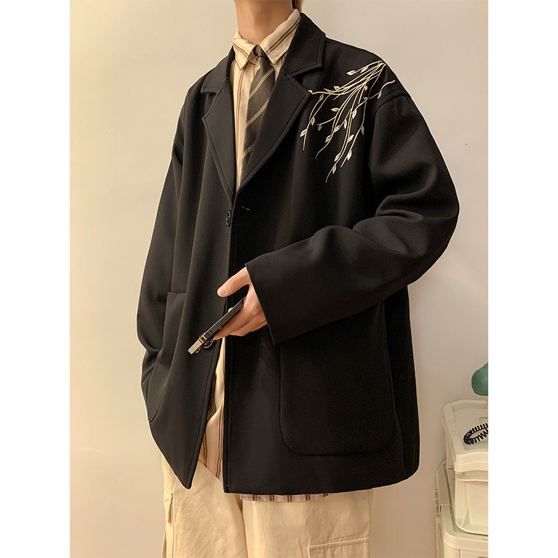 24新中式风刺绣小西装潮流小众外套504-W23-P85控108,男装西服套装,星座504