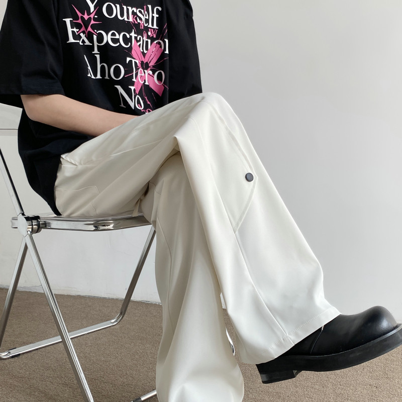抖音直播新款解构西裤宽松直筒休闲裤长裤潮504-K189-P45控68,男装休闲裤,星座504